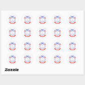 Patriottische Rood Wit & I Do Monogram Bruiloft Ronde Sticker (Vel)