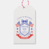 Patriottische Rood Wit & Ik Doe Monogram Trouwdag Cadeaulabel (Voorkant)