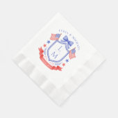 Patriottische Rood Wit & Ik Doe Monogram Trouwdag Servet (Hoek)