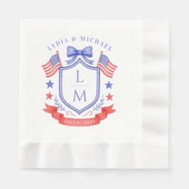 Patriottische Rood Wit & Ik Doe Monogram Trouwdag Servet