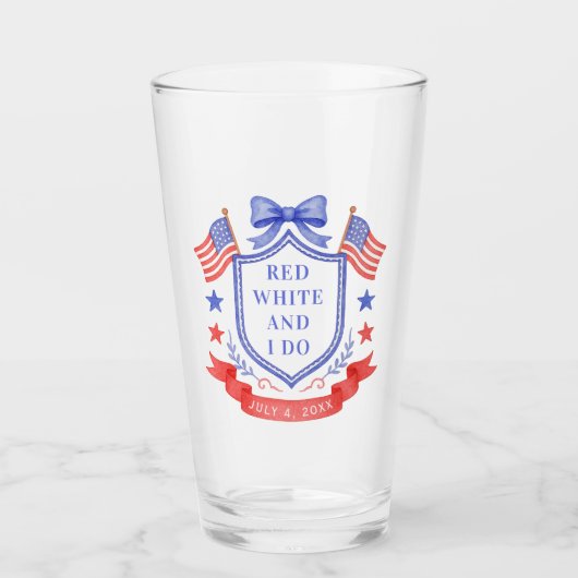Patriottische Rood Wit & Ik Doe Trouwdag Borrel We Glas (Voorkant)