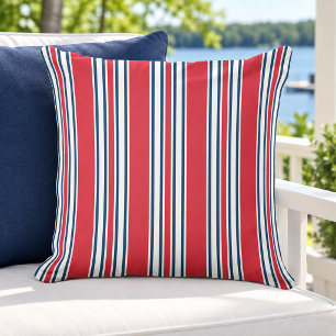 Patriottische Rood Wit Marineblauw Verticale Stree Buitenkussen