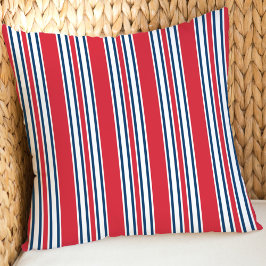 Patriottische Rood Wit Marineblauw Verticale Stree Buitenkussen