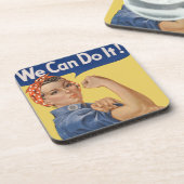  Patriottische Rosie de Riveter, we kunnen het doe Bier Onderzetter (Linkerzijde)