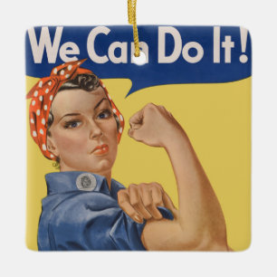  Patriottische Rosie de Riveter, we kunnen het doe Keramisch Ornament