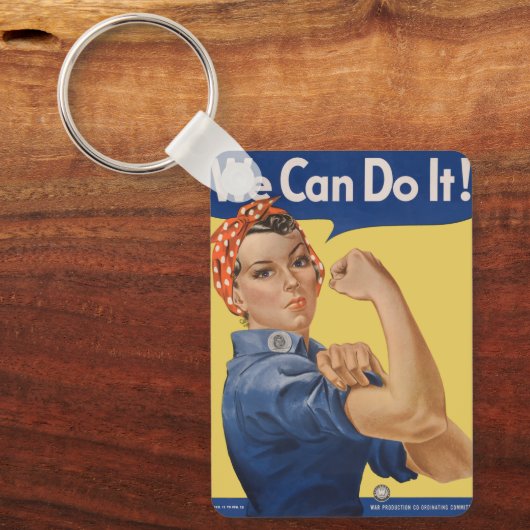  Patriottische Rosie de Riveter, we kunnen het doe Sleutelhanger (Voorkant)