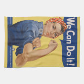 Patriottische Rosie de Riveter, we kunnen het doe Theedoek (Horizontaal)