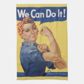  Patriottische Rosie de Riveter, we kunnen het doe Theedoek (Verticaal)