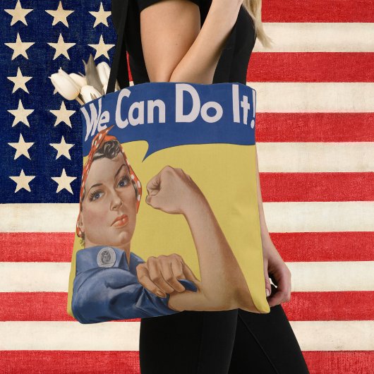  Patriottische Rosie de Riveter, we kunnen het doe Tote Bag