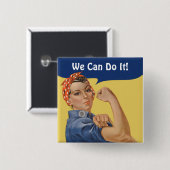  Patriottische Rosie de Riveter, we kunnen het doe Vierkante Button 5,1 Cm (Voorkant /achterkant)