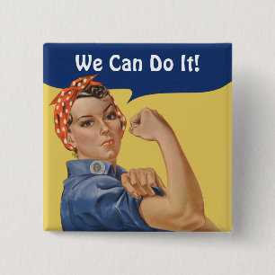  Patriottische Rosie de Riveter, we kunnen het doe Vierkante Button 5,1 Cm