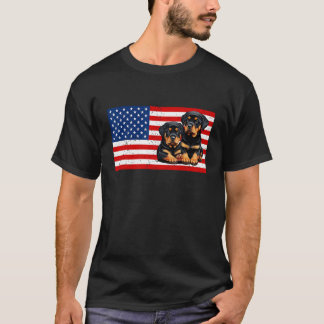 Patriottische Rottweiler 4 juli Amerikaanse vlag T-shirt