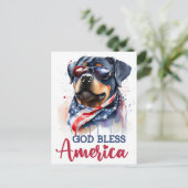 Patriottische Rottweiler, God zegene Amerika Brief Briefkaart (Staand voorkant)