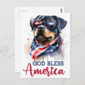 Patriottische Rottweiler, God zegene Amerika Brief Briefkaart (Voorkant / Achterkant)