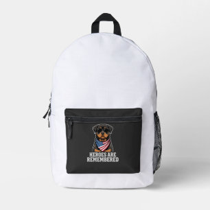 Patriottische Rottweiler Held Hond Vector Design Bedrukte Rugzak