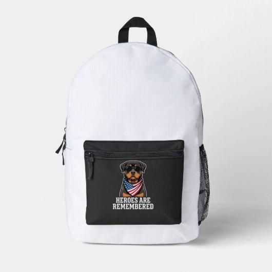 Patriottische Rottweiler Held Hond Vector Design Bedrukte Rugzak (Voorkant)