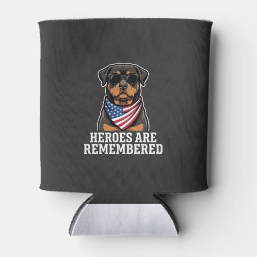 Patriottische Rottweiler Held Hond Vector Design Blikjeskoeler (Voorkant)