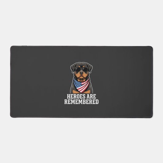 Patriottische Rottweiler Held Hond Vector Design Bureaumat (Voorkant)