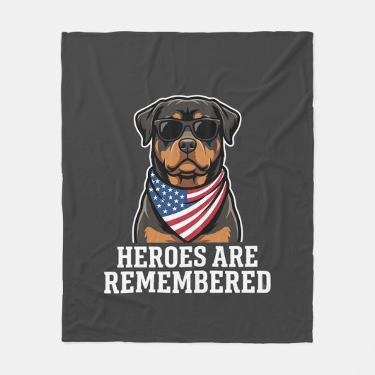 Patriottische Rottweiler Held Hond Vector Design Fleece Deken (Voorkant)