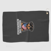 Patriottische Rottweiler Held Hond Vector Design Golfhanddoek (Horizontaal)