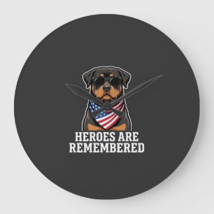 Patriottische Rottweiler Held Hond Vector Design Grote Klok