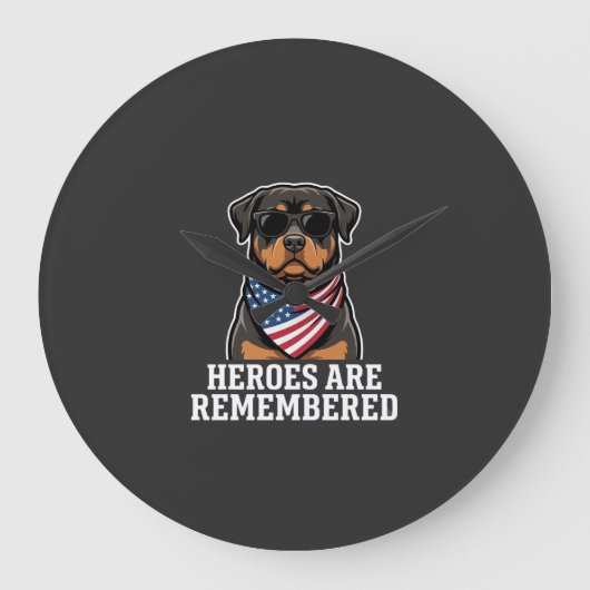 Patriottische Rottweiler Held Hond Vector Design Grote Klok (Voorkant)