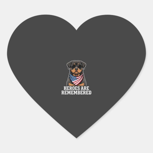 Patriottische Rottweiler Held Hond Vector Design Hart Sticker (Voorkant)