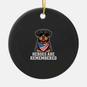 Patriottische Rottweiler Held Hond Vector Design Keramisch Ornament