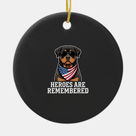 Patriottische Rottweiler Held Hond Vector Design Keramisch Ornament (Voorkant)