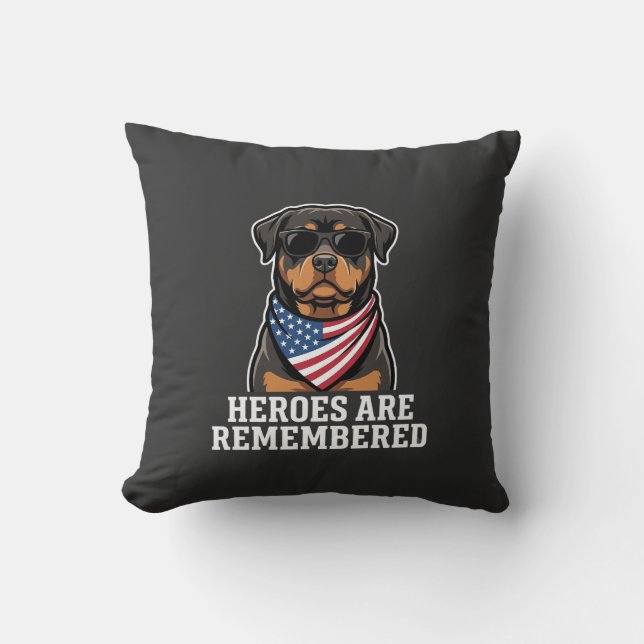 Patriottische Rottweiler Held Hond Vector Design Kussen (Voorkant)