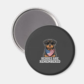 Patriottische Rottweiler Held Hond Vector Design Magneet (Voorkant / Achterkant)