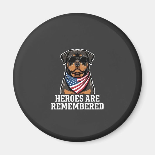 Patriottische Rottweiler Held Hond Vector Design Magneet (Voorkant)