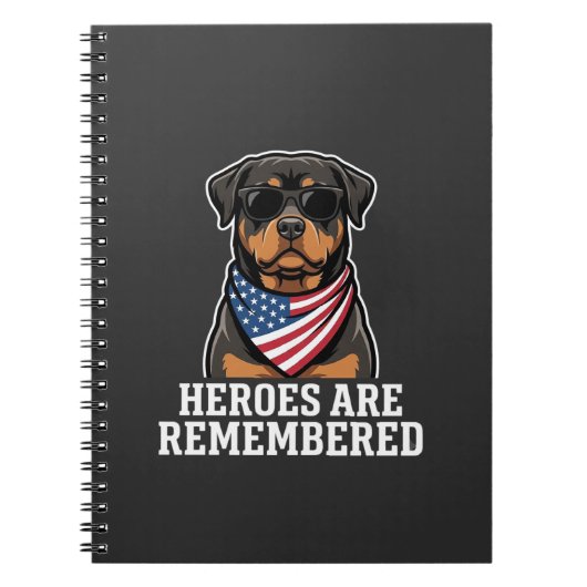 Patriottische Rottweiler Held Hond Vector Design Notitieboek (Voorkant)
