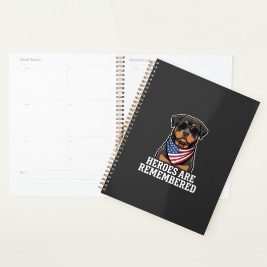Patriottische Rottweiler Held Hond Vector Design Planner (Display)