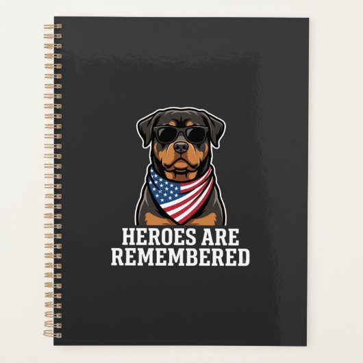 Patriottische Rottweiler Held Hond Vector Design Planner (Voorkant)