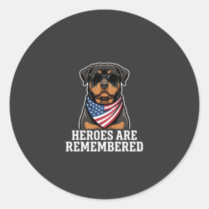 Patriottische Rottweiler Held Hond Vector Design Ronde Sticker