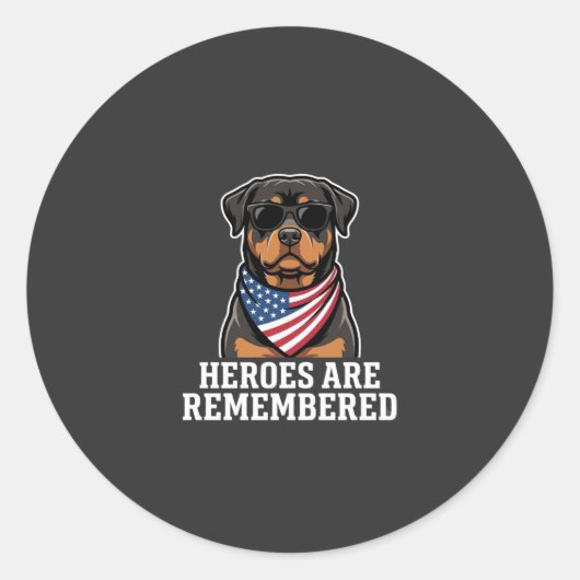 Patriottische Rottweiler Held Hond Vector Design Ronde Sticker (Voorkant)