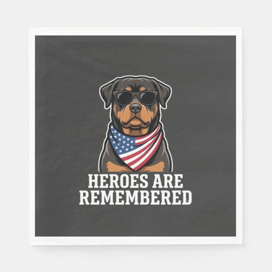 Patriottische Rottweiler Held Hond Vector Design Servet (Voorkant)