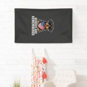 Patriottische Rottweiler Held Hond Vector Design Spandoek (Insitu)