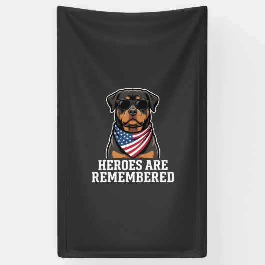 Patriottische Rottweiler Held Hond Vector Design Spandoek (Verticaal)