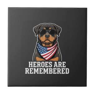 Patriottische Rottweiler Held Hond Vector Design Tegeltje