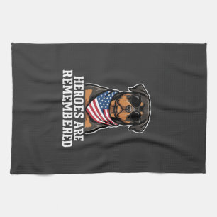Patriottische Rottweiler Held Hond Vector Design Theedoek