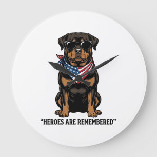 Patriottische Rottweiler Held Hond Vintage Design_ Grote Klok