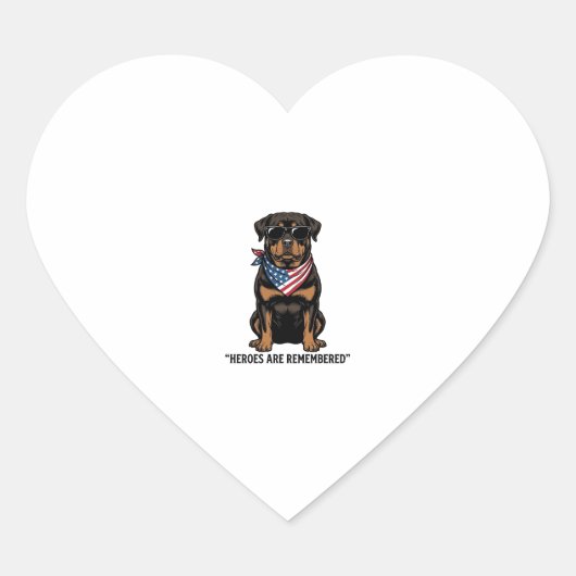 Patriottische Rottweiler Held Hond Vintage Design_ Hart Sticker (Voorkant)