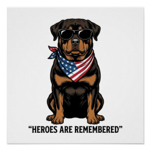 Patriottische Rottweiler Held Hond Vintage Design_ Perfect Poster