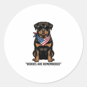 Patriottische Rottweiler Held Hond Vintage Design_ Ronde Sticker