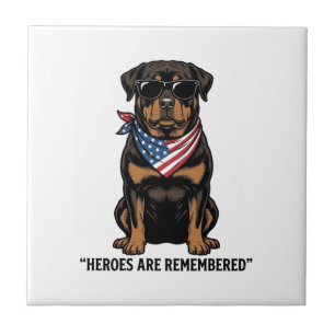 Patriottische Rottweiler Held Hond Vintage Design_ Tegeltje