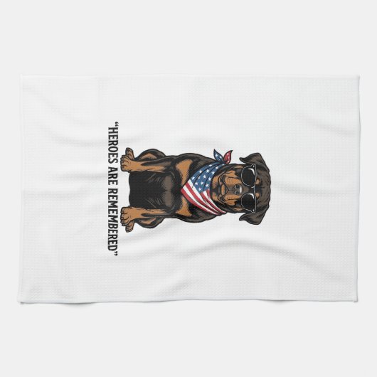 Patriottische Rottweiler Held Hond Vintage Design_ Theedoek (Horizontaal)