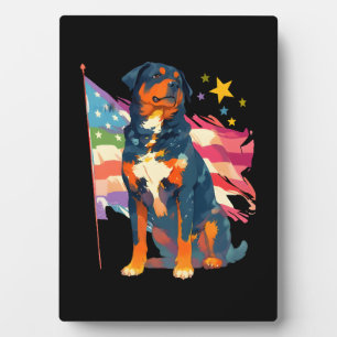 Patriottische Rottweiler met Amerikaanse vlag kuns Fotoplaat
