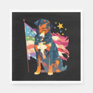 Patriottische Rottweiler met USA-vlag kunst Servet
